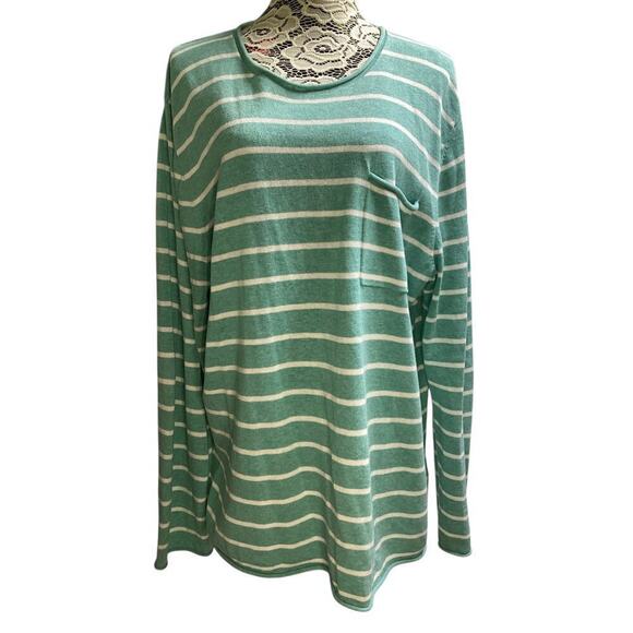 Brooks brothers red fleece horizontal white stripes green sweater XL - Picture 1 of 5